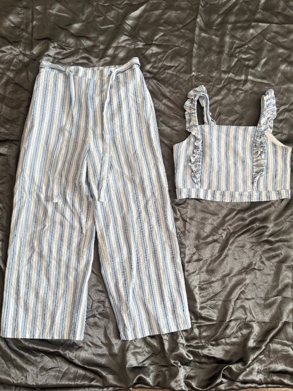 Paisley Lane Girls Size 10 Blue Striped 2 Piece Matching Set
